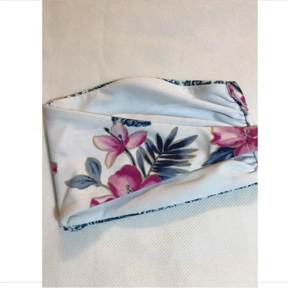 NEW Frankie's Bikinis 'India' Bandeau Top‎ Floral-Stripe [SZ Medium ]